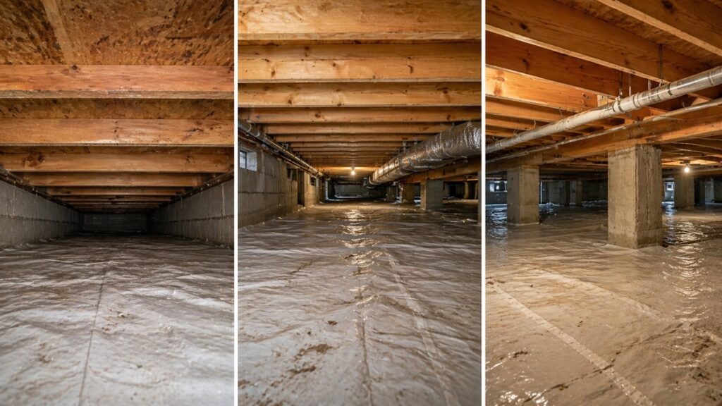 Small medium and large crawl space size comparison