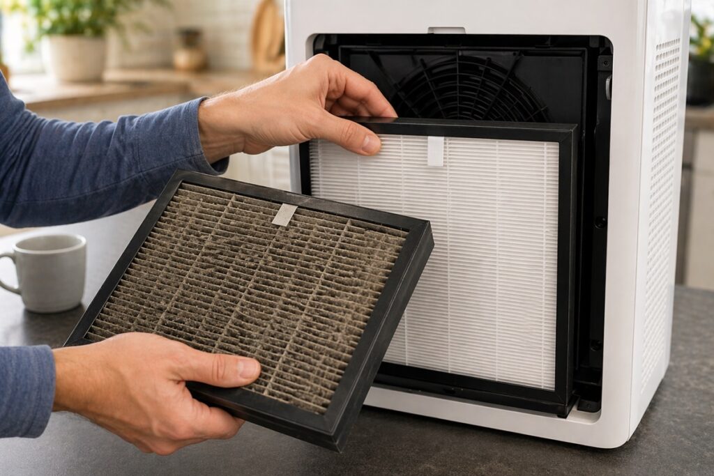 Replacing a HEPA air purifier filter at home